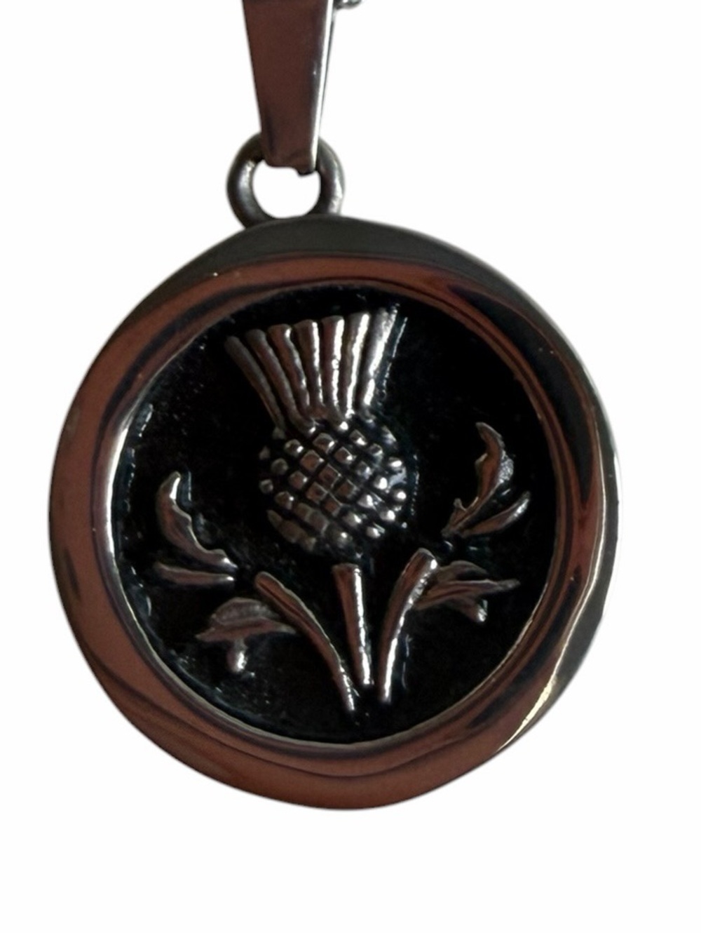 Men’s Scottish Victory Thistle Pendant Necklace 24” 316L Stainless Steel Chain - Picture 4 of 9